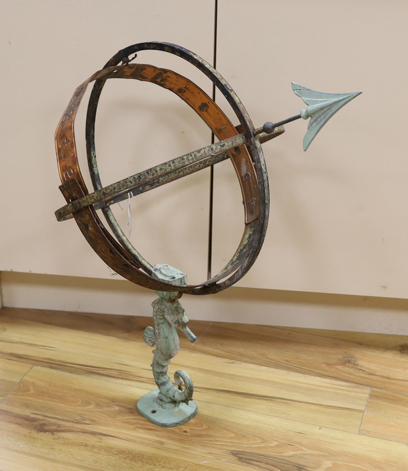 A copper and iron Armillary sphere, 55cm high